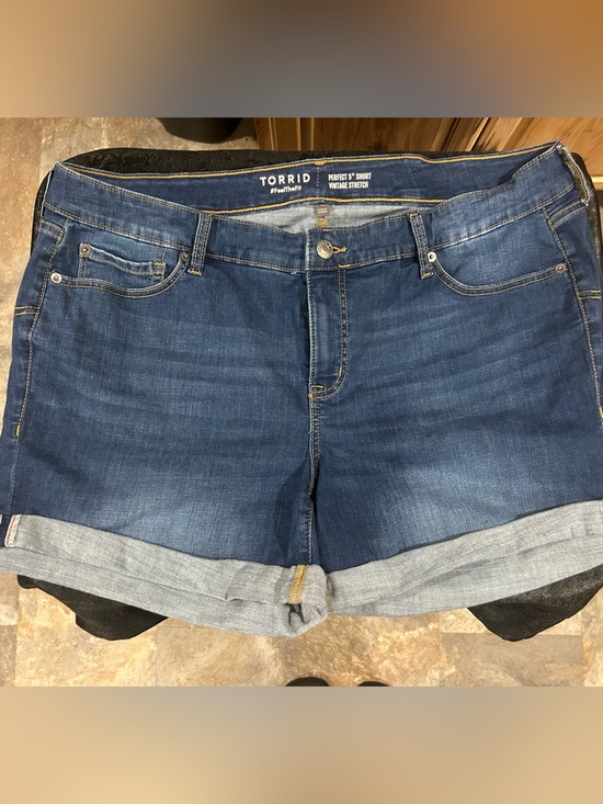 torrid Pants - torrid Blue Rolled Cuff Denim Shorts